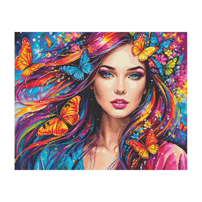 Cross stitch pattern for a phone - Queen of butterflies