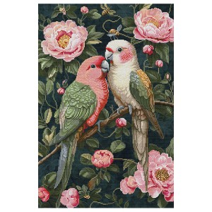 NCP 3435 Cross stitch kit with printed background - Green feather