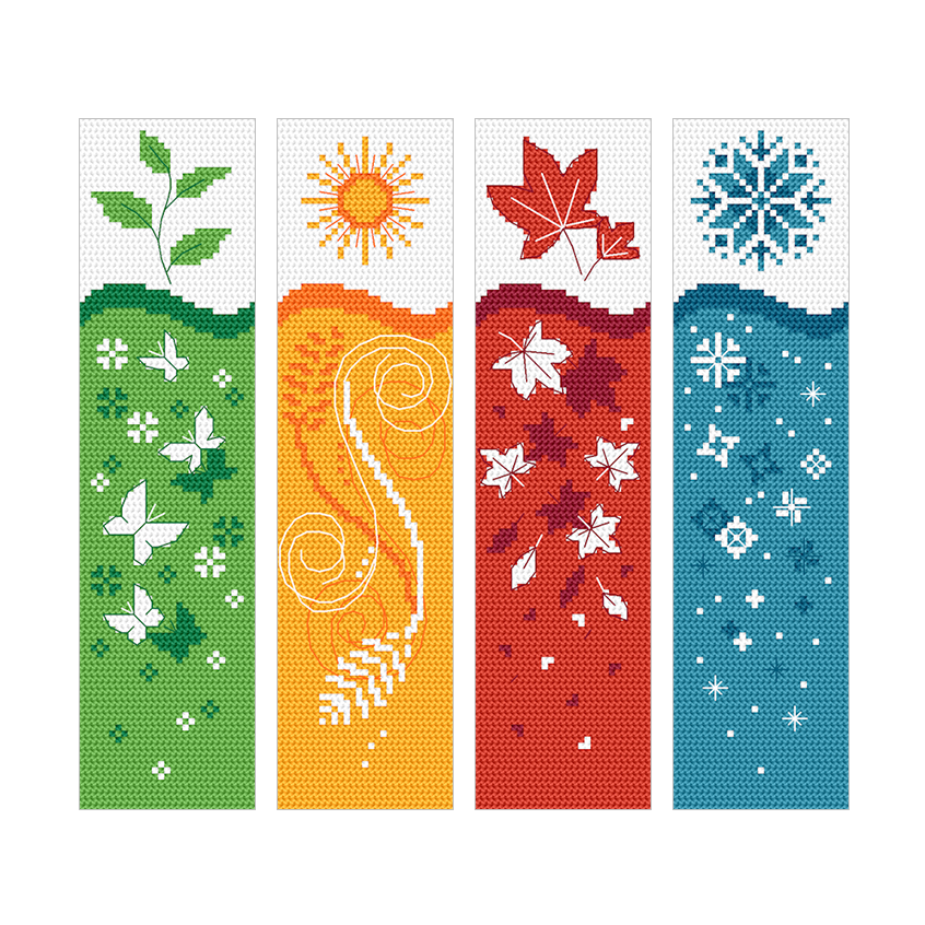 Cross stitch pattern for a phone - Bookmarks - 4 seasons