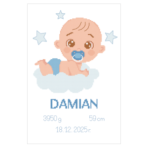 W 11123 Cross stitch pattern PDF - Birth certificate - Baby boy