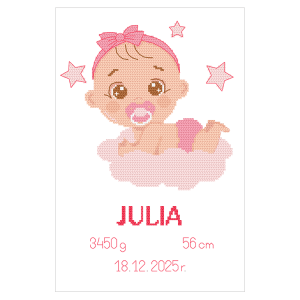 S 11122 Cross stitch pattern for a phone - Birth certificate - Baby girl