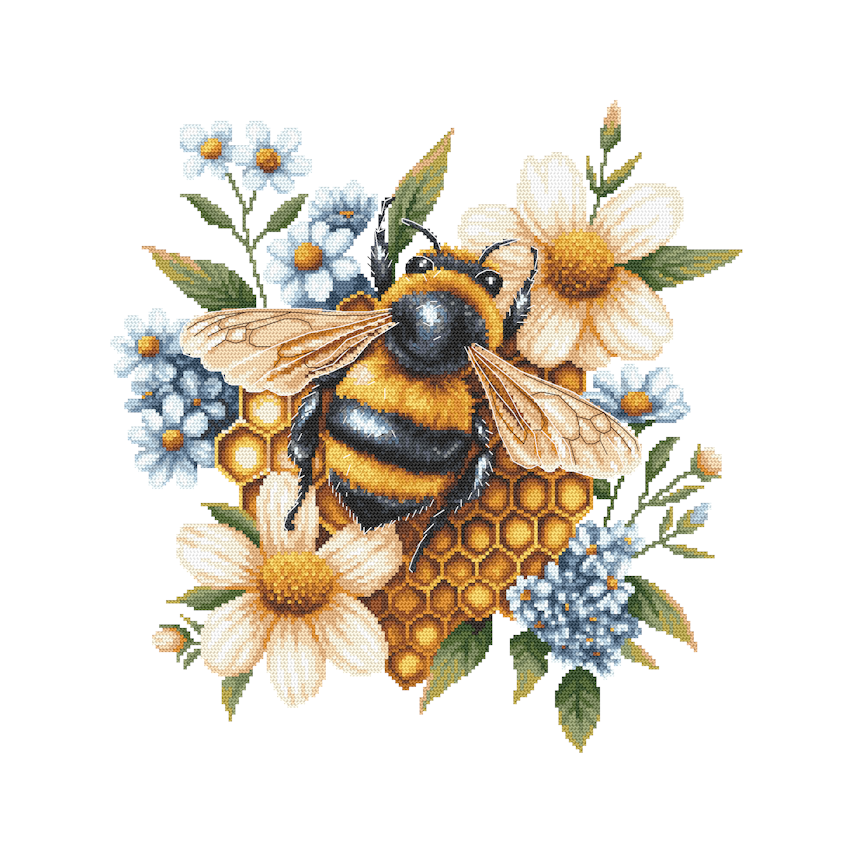 Cross stitch pattern for a phone - Bee on honeycomb