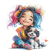 Cross stitch pattern for a phone - Colorful girl with a dog