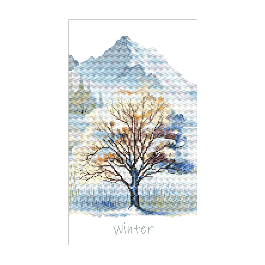 Cross stitch pattern for a phone - Four seasons - Winter tree