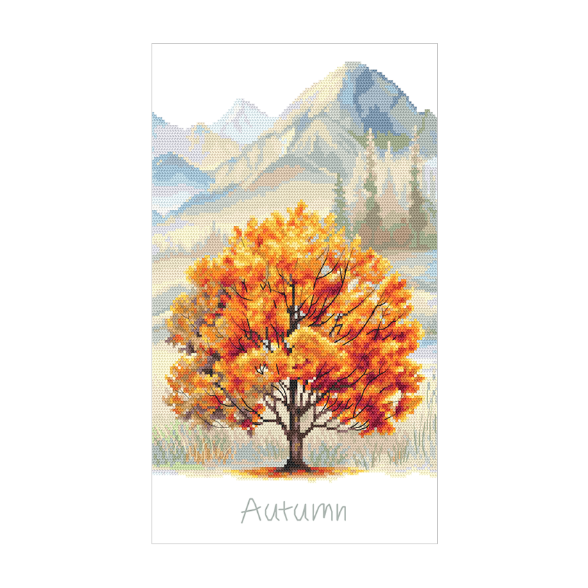 Cross stitch pattern for a phone - Four seasons - Autumn tree