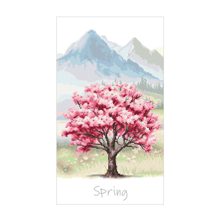 Cross stitch pattern for a phone - Four seasons - Spring tree