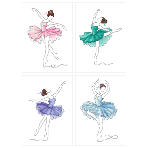 SET2 Set of cross stitch kits - Ballerinas - 3+1 for free