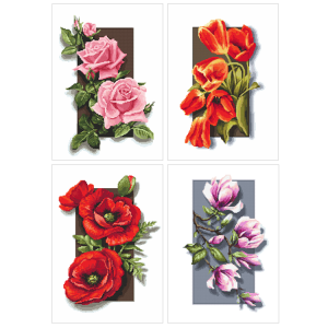 SET5 Set of cross stitch kits - Flowers 3D - 3+1 for free
