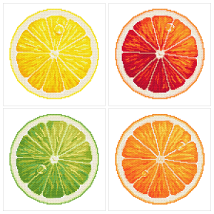 SET6 Set of cross stitch kits - Citrus fruits - 3+1 for free
