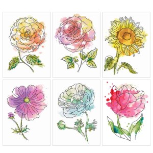 SET9 Set of cross stitch kits - Watercolor flowers - 5+1 for free