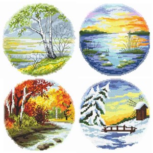 SET12 Set of cross stitch kits - The four seasons are round - 3+1 for free