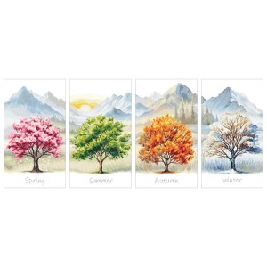SET13 Set of cross stitch kits - Four Seasons - Trees - 3+1 for free