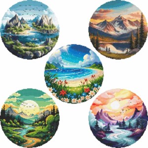 SET15 Set of cross stitch kits - Picturesque landscapes - 4+1 for free