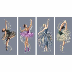 SET16 Set of cross stitch kits - Graphite ballerinas - 3+1 for free