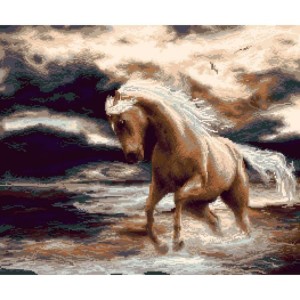 GC 7273 Cross stitch pattern on paper - Horse in the water
