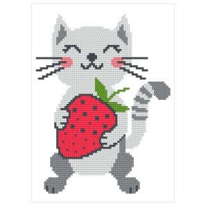 W 11129 Cross stitch pattern PDF - Kitten with a strawberry