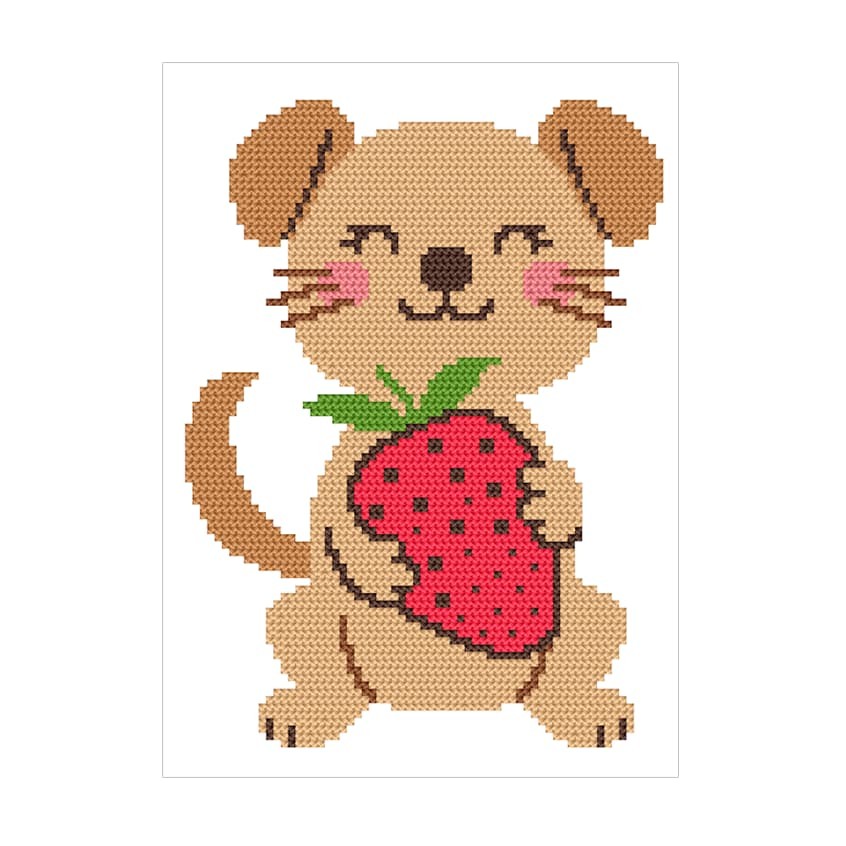 Cross stitch pattern for a phone - Doggy with a strawberry