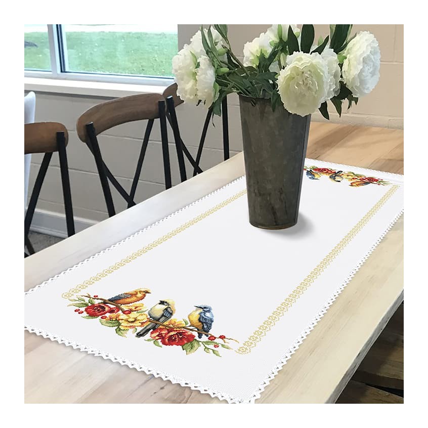 Cross stitch pattern for a phone - Table runner with birds