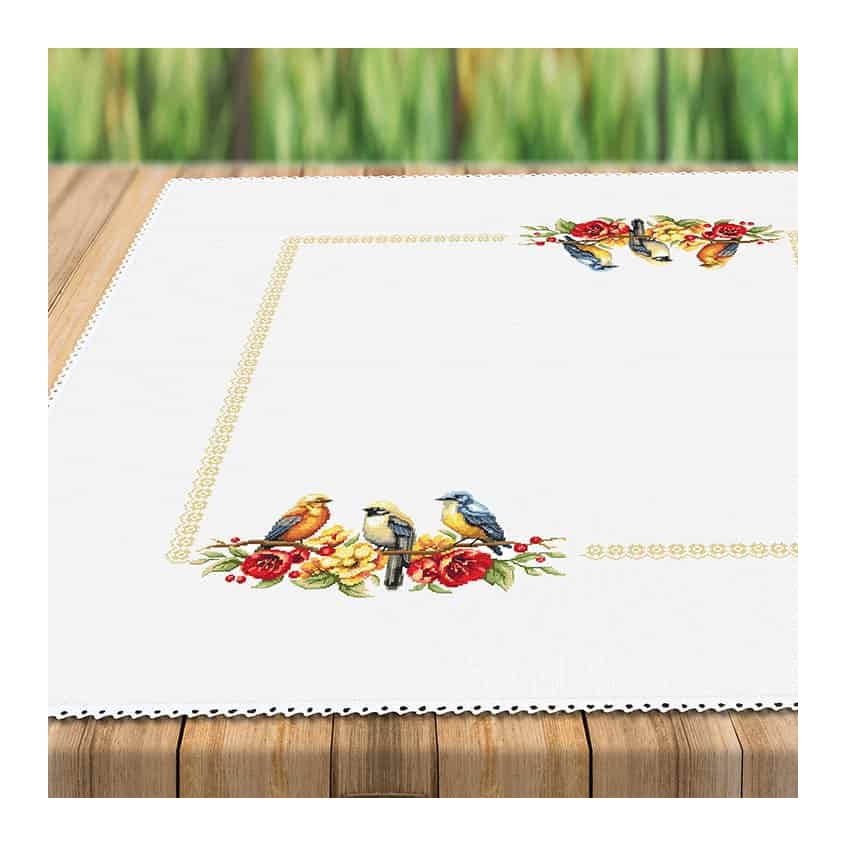 Cross stitch pattern for a phone - Tablecloth with birds