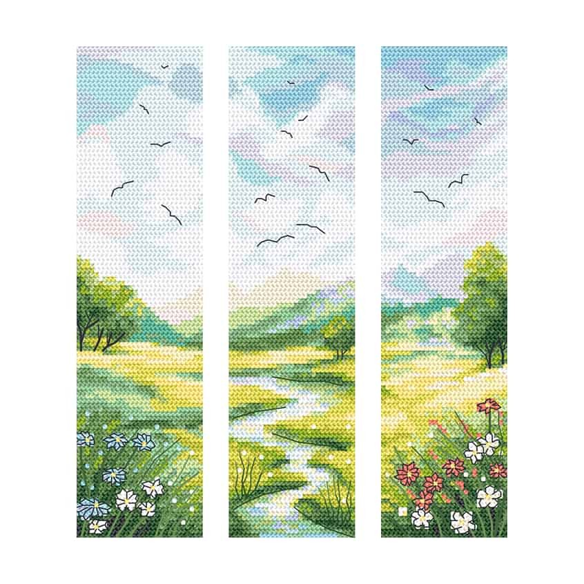 Cross stitch pattern for a phone - Bookmarks - Landscape - triptych