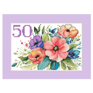 GU 10965 Cross stitch pattern on paper - Birthday card with flowers