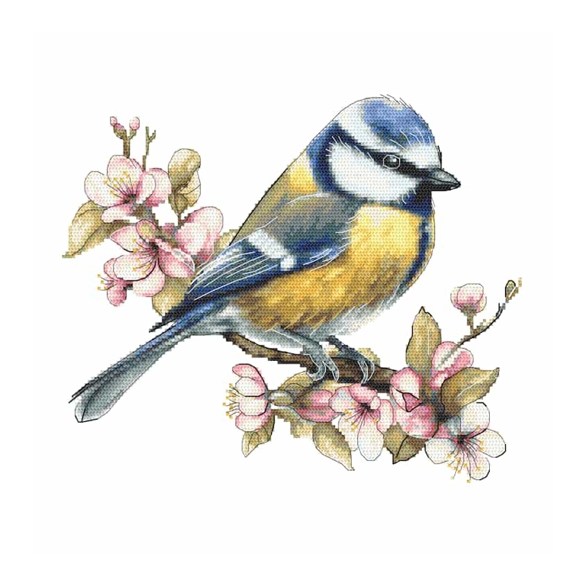 Cross stitch pattern for a phone - Titmouse