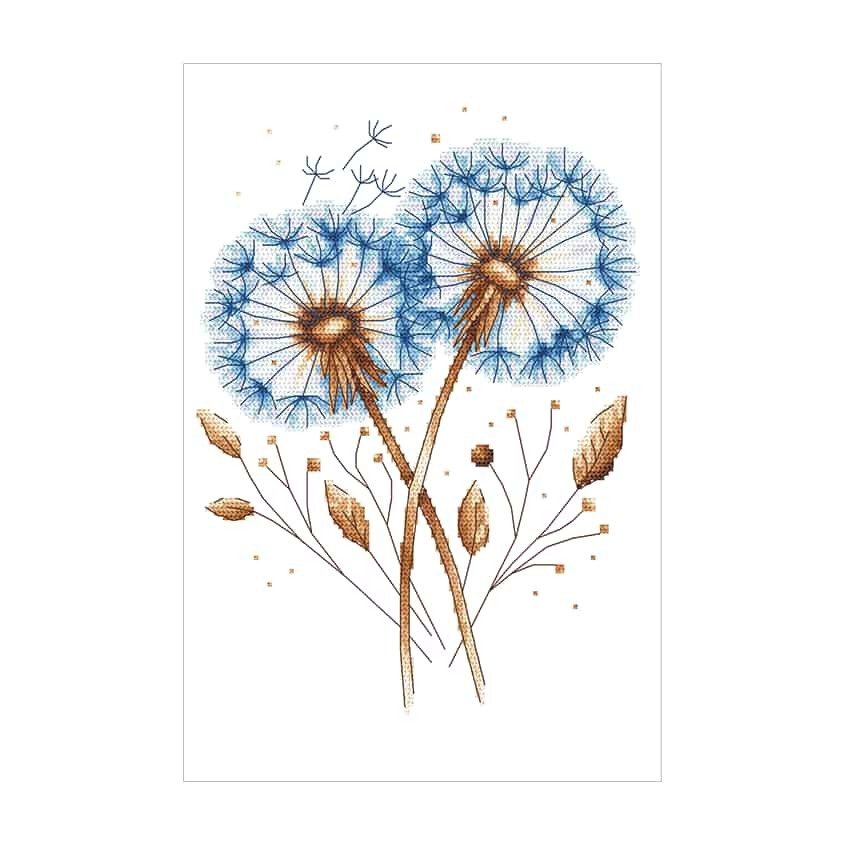Cross stitch pattern for a phone - Blue dandelions III