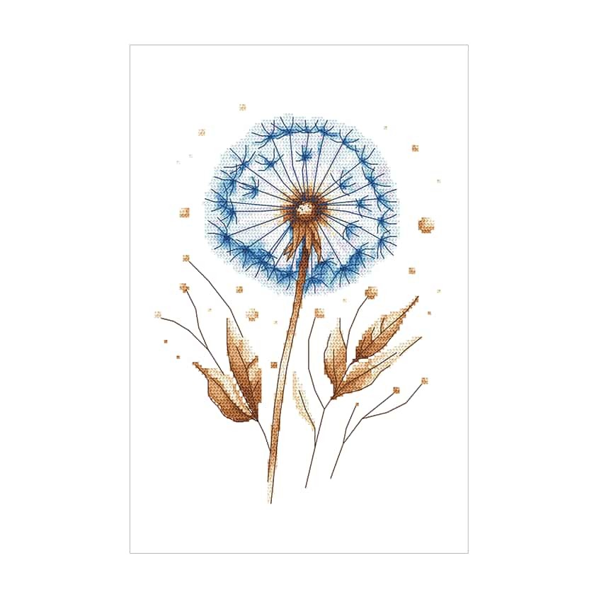 Cross stitch pattern for a phone - Blue dandelions II