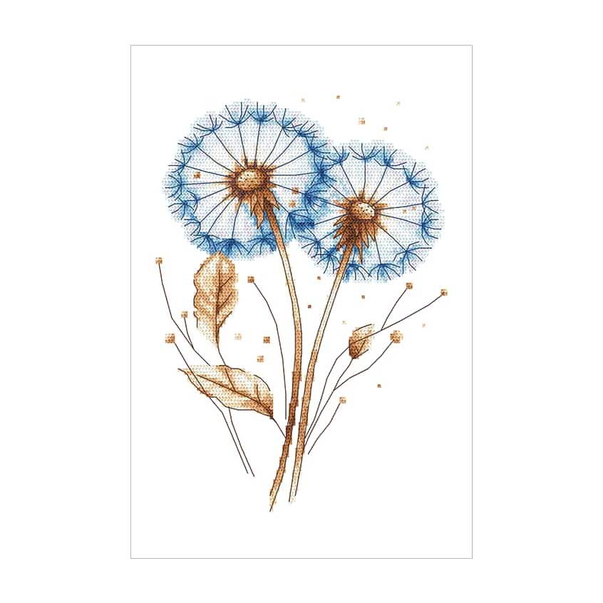 Cross stitch pattern for a phone - Blue dandelions I