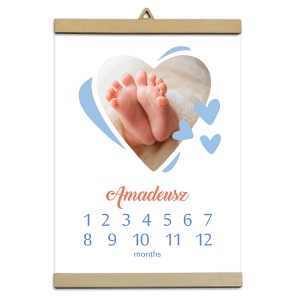 0524-PE Personalizovaný plakát - První rok života - Srdce