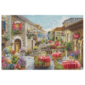 LS BU5080 Cross stitch kit - Fiori caffes
