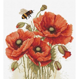 LS B7042 Cross stitch kit - Splendor of summer poppies