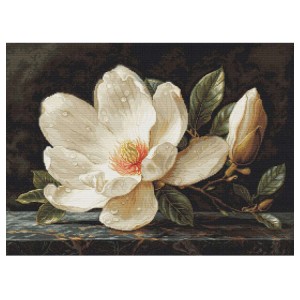 LS B713 Vyšívací sada - Magnolie v kapkách rosy
