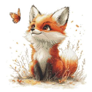 GC 10973 Cross stitch pattern on paper - Fox with a butterfly