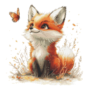 ZN 10973 Cross stitch tapestry kit - Fox with a butterfly