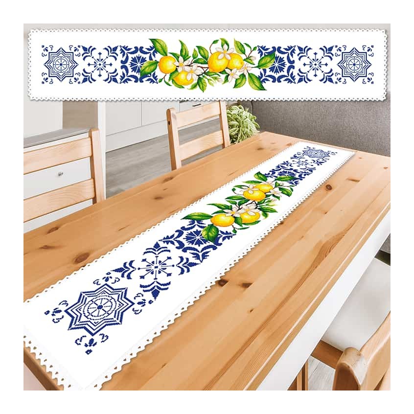 Cross stitch pattern for a phone - Long table runner with lemons