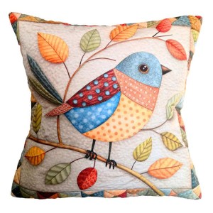 POD-10 Patchwork style pillow - Autumn bird