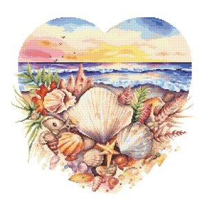 W 10975 Cross stitch pattern PDF - Sea in the heart