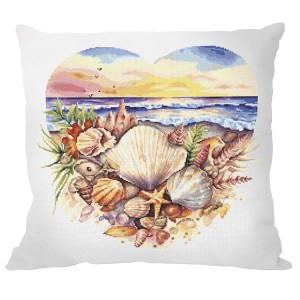 W 10975-01 Cross stitch pattern PDF - Cushion - Sea in the heart