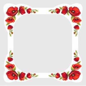 GU 10006 Cross stitch pattern - Tablecloth with poppies