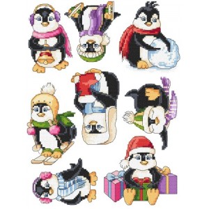W 4880 Cross stitch pattern PDF - Happy penguins