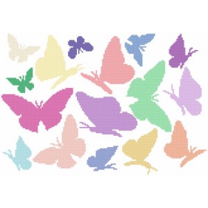 GC 8519 Cross stitch pattern on paper - Rainbow butterflies
