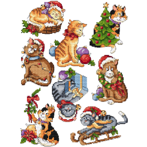 ZU 4861 Cross stitch kit - Christmas decorations - Christmas cats