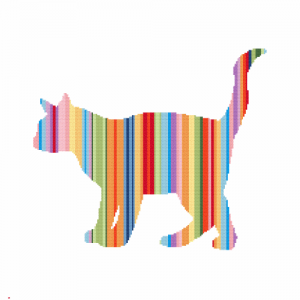 ZI 8650 Cross stitch kit with mouline and beads - Rainbow cat
