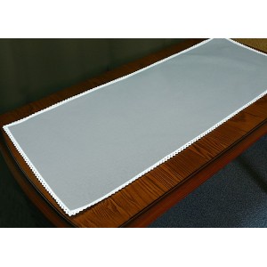 986-12 Runner Aida with lace 40x90 cm grey