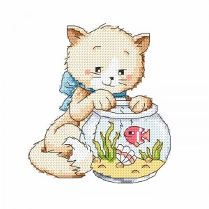 GC 8723 Cross stitch pattern on paper - Playing with a fish