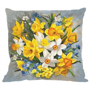 ZU 8892-01 Cross stitch kit - Cushion - Spring flowers II