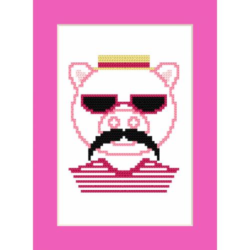 Vyšívací sada - Přání - Hipster pig boy Vyšívací sada - Přání - Hipster pig boy