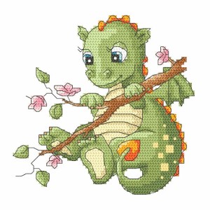 Z 8735 Cross stitch kit - Dragon on a branch
