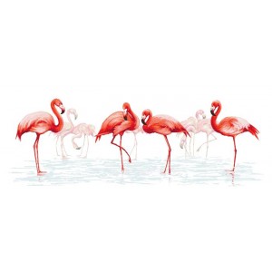 GC 10117 Cross stitch pattern on paper - Family of flamingos